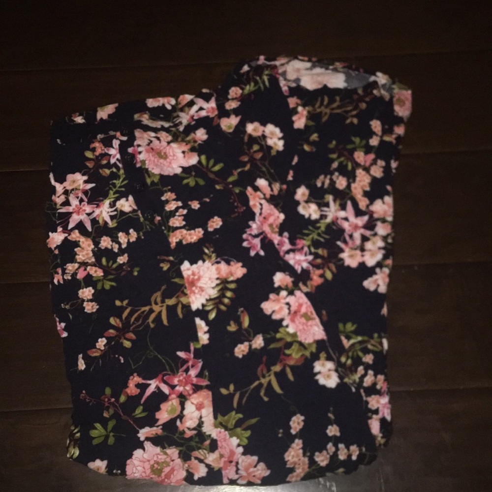 Plus size floral print navy style rayon pants XXL